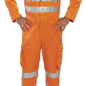 Orange Hi Vis Coverall With Cargo Pockets & Teflon Coating Beeswift Rsc-RIS 3279
